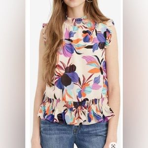 J. crew Floral Sleeveless mock neck top, 0 Petite